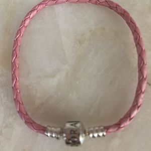 Pandora Authentic Pink Leather Braided Bracelet